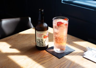 Old Mout Cider strawberry and apple flavour glass